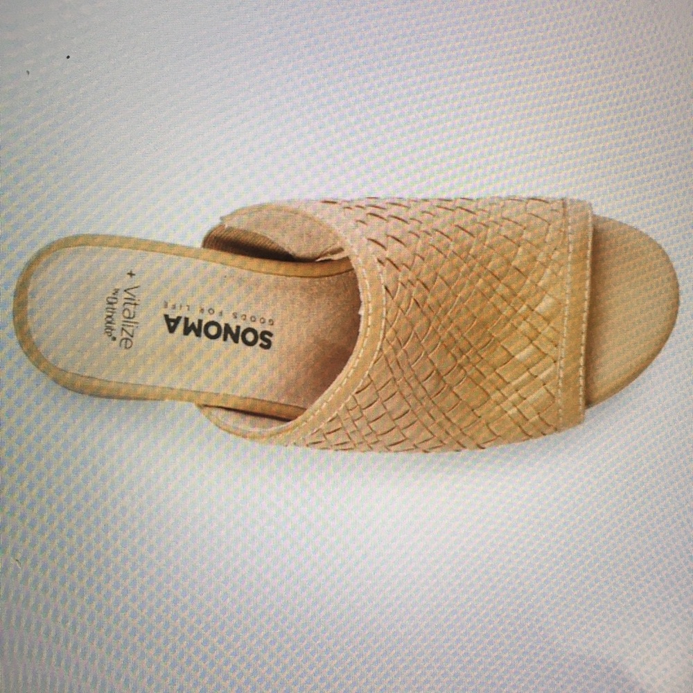 Sonoma Woven Tan Open-Toe Block Heel Sandal - Picture 3 of 13